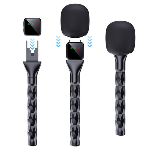 Microphone Handle Fit for  MIC 1/2 MIC  Handheld Adapter Wireless Lav Mic Back Clamp Holder for Vlog Interview 1