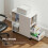 Mobile Printer Stand with Adjustable Shelf and Storage, White 6