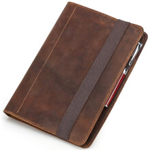 Vintage Leather A5 Notebook Cover with 6-Ring Binder - Refillable Organizer, Multi-Function Planner for Office, School