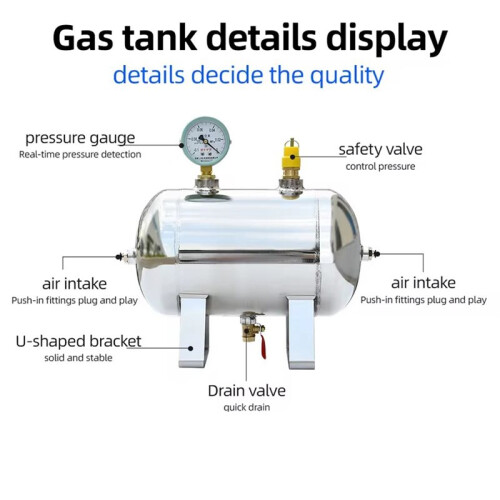 Air Compressor Pressure Box with G1/4 Interface, 5L 304 Stainless Steel Buffer Tank 1
