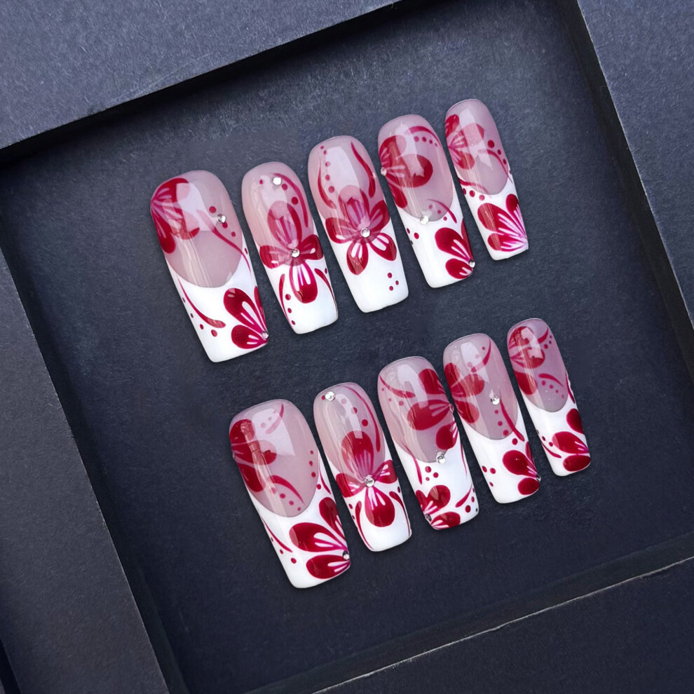 Dcph-Clothing (Xs) 10Pcs French Tip False Nails For Women