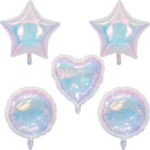 24 Pezzi Palloncini Laser Trasparenti In Foil Stella Cuore Elio Aria Globos per Bambini Adulti Compleanno Matrimonio Baby Shower Decorazione