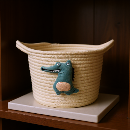 (A) Handmade Crocodile Weave Storage Basket - 50 Char 2