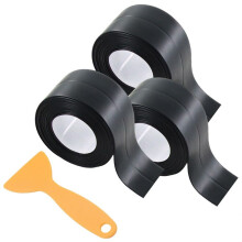 3 Rolls Caulk Tape,Waterproof Self Adhesive,Caulking Strips for Toilet,Bathroom,Sink,Bathtub,Floor Wall Black