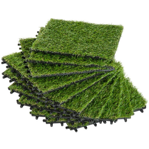 Artificial Grass Tiles 25mm, Drainage Lawn Flooring, 10 Pack 1