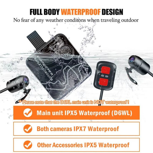 Motorcycle Dash Cam Front and Rear Dual 1080P Waterproof Cameras with WiFi App Control G-Sensor Loop Recording Camera 2