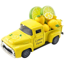 Decoración de Camión de Limón con Limones Falsos , Decoración de Bandeja de Granja de Metal Vintage para Decoraciones de Cocina de Limón en el