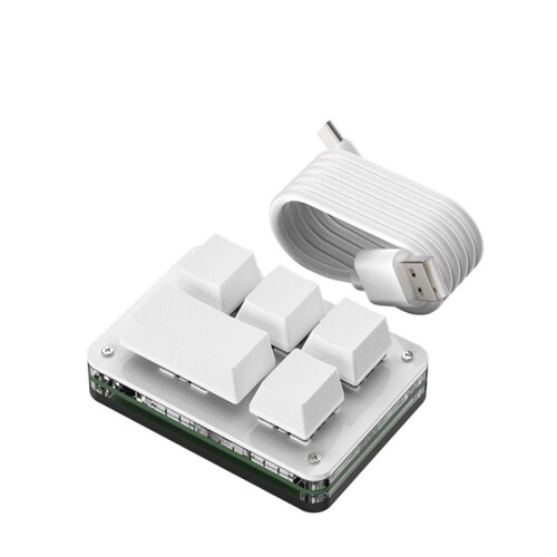 Mechanical 5 Keys RGB Shortcut Keyboard Multi-Functional Customizable Keypad for Drawing and Gaming Peripherals White