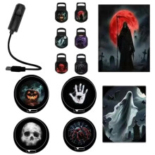 Proiettore USB di Halloween con 6 Diapositive Intercambiabili Lampada Decorativa per Stanza con Fantasmi, Teschi e Zucche