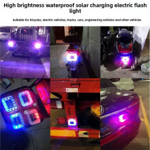 Luz Solar para Automóvil, Luz de Advertencia LED A Prueba de Choques, Sin Cableado, Luz Flash Solar, Lámpara Anticolisión Trasera para Vehículos