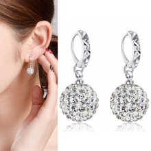 Shiny Crystal Ball Earrings for Women, Girls Jewelry Gift