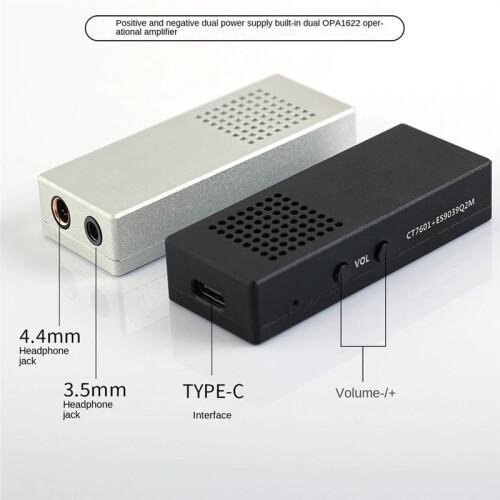 Placa de Som para Rod Rain Audio Balanced Decoder Headphone Amplifier Mobile Phone Small Tail ES9039Q2M para DSD Preto 2