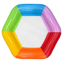 1pc Rainbow Hexagon Inflatable Pool Float with Mesh Adult Water Hammock Lounger, Swimming Pool Floatie Small Size
