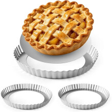 Paquete de 2 Moldes para Tartas de 9 Pulgadas con Fondo Desmontable, Molde de Quiche de Acero Antiadherente para Hornear en el Horno, Moldes para