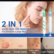 2-in-1 Auto Skin Tag Removal Kit for Small to Large Tags 1-9mm with Cleansing Swabs