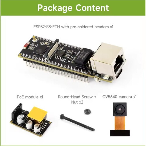 ESP32-S3 ETH Development Board for PoE Module and Camera Module, Onboard TF Card Slot, Camera Interface 2