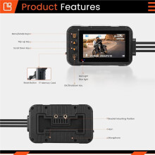 Motorrad-Dashcam mit Dual-Objektiv, 3-Zoll-Bildschirm, Wasserdichtem Videorekorder, G-Sensor, Nachtsicht und Loop-Aufnahme