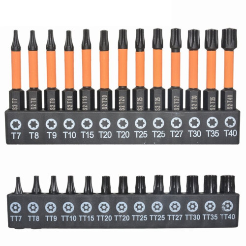 26Pcs Torx Screwdriver Bit Security Tamper Proof Magnetic Screwdrivers Bits Drill Star Plum Solid Screw Driver 1/4 Hex 1