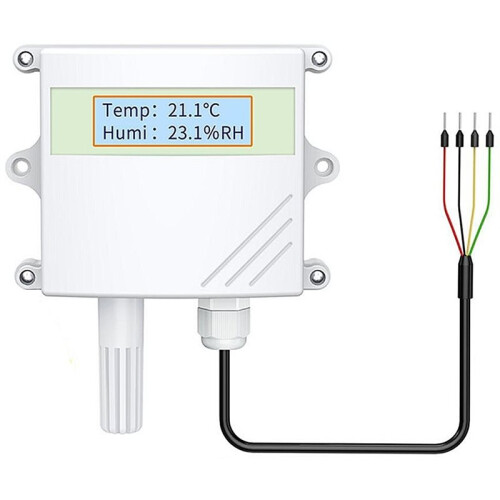 LCD Display Temperature and Humidity Sensor SHT40 Probe Wall-Mounted Detector Waterproof Transmitter Sensors RS485 1M