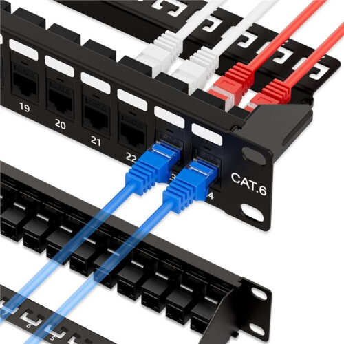 10Gbps Patch Panel 24 Port, RJ45 Through Coupler Cat6 Patch Panel UTP ...