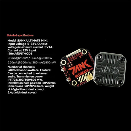 RUSH TANK  5.8GHz 48CH VTX PIT/25/200/500/800mW Switchable 20x20 Stackable FPV Transmitter VTX for RC Drone 2