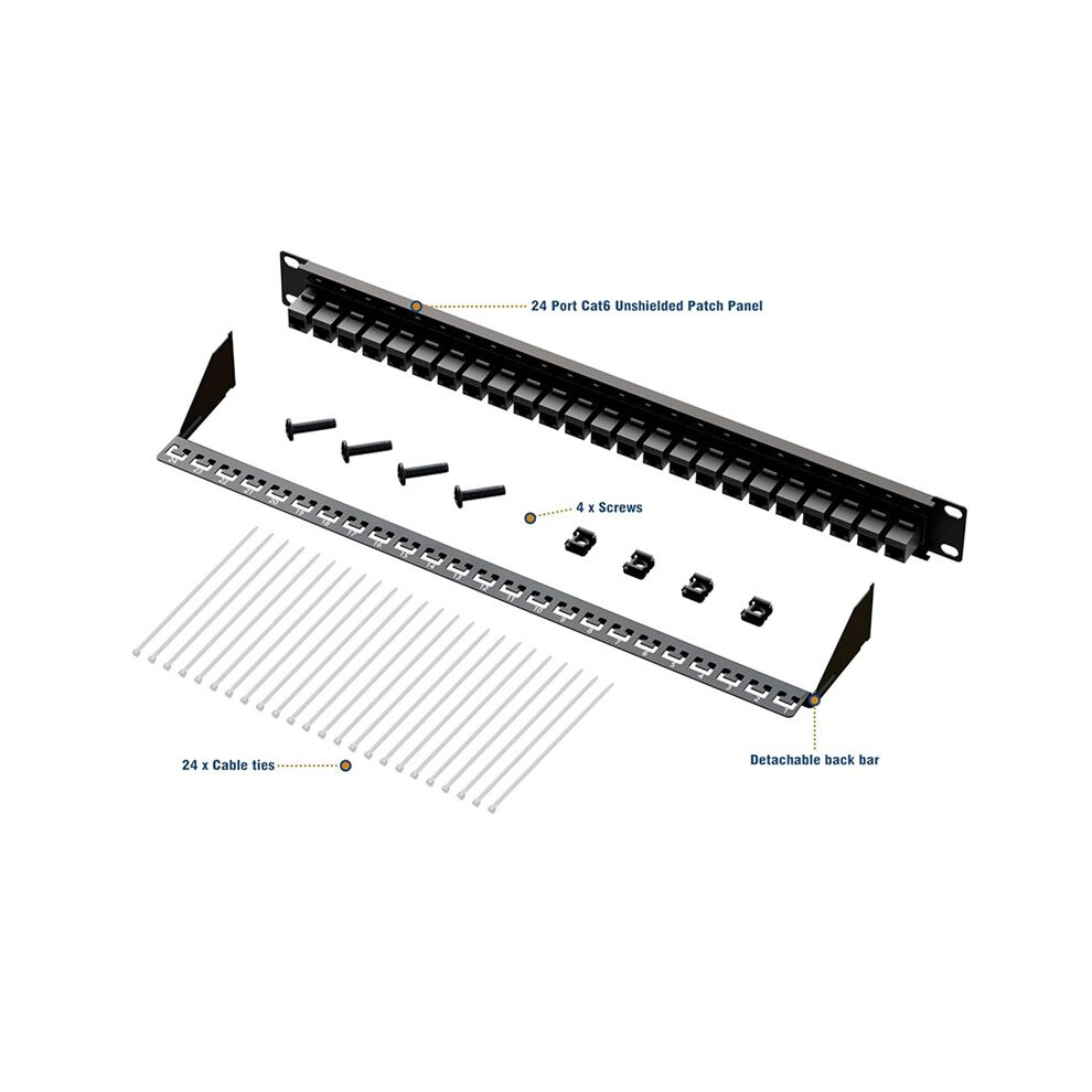 10Gbps Patch Panel 24 Port, RJ45 Through Coupler Cat6 Patch Panel UTP ...