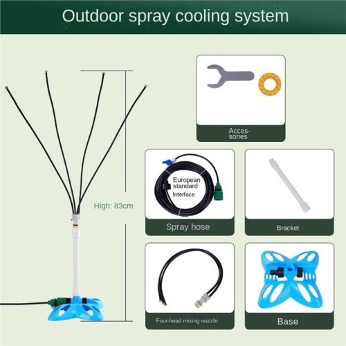 1set Patio Vertical Misting Cooling System 83-Centimeter Misting System with Nozzles,Yard Cooling System EU Plug 1