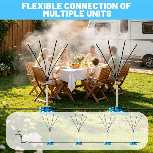 1set Patio Vertical Misting Cooling System 83-Centimeter Misting System with Nozzles,Yard Cooling System EU Plug