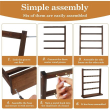 Wood Keychain Display Stand for Vendors, Keychain Display Rack with 24 Hooks for Shows & Retail Stores,Jewelry