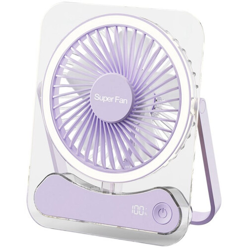 Ultra-Thin Desktop Fan Digital Display USB Charging Strong Wind Silent Card Style Fan Dormitory Small Fan C