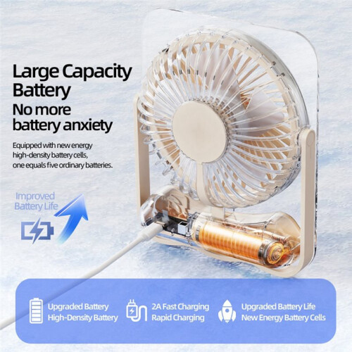 Ultra-Thin Desktop Fan Digital Display USB Charging Strong Wind Silent Card Style Fan Dormitory Small Fan C 2