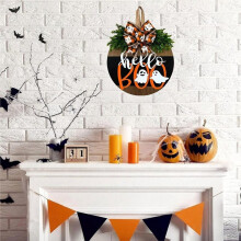 Halloween Kransen voor Voordeur Schattige Halloween Krans Spookdecor Halloween Houten Welkom Deurbord voor Boerderij Veranda