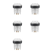 5 Stück Beleuchteter LED-Druckknopf, 28 mm Mutter mit 4-Poligem Lichtkabel für Zero-Delay-Board-Arcade-Spielautomatenteile, Weiß