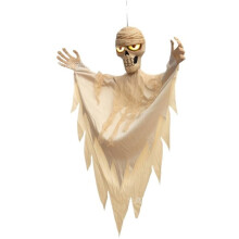 Hanging Mummy Decoration with Voice, Activated Scary Sounds, Glow in the Dark Halloween Prop with Realistic Glowing Eyes