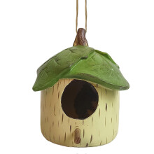 Casetta per colibrì da esterno Piccola casetta per uccelli in resina da appendere Casetta per uccelli decorativa a forma di foglia verd