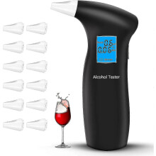 Alkoholtester, polizeilich genaues Alkoholmessgerät, professioneller Alkoholtester mit 12 Mundstücken und LCD-Bildschirm (st/yc)