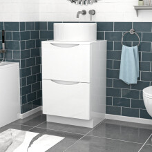 500mm White Freestanding Vanity With Worktop and 420mm Round Basin