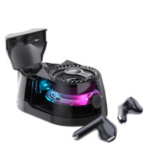 Speaker with Wireless Earbuds, Magnetic Portable 5.4 Speaker with RGB Lights, Magnetic Mount Gray