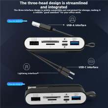 High-Speed USB 3.0 Multifunctional Card Reader Compatible with Mobile Phones and Computers (3-in-1)