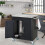 Kitchen Trolley Cart with Wheels, Storage Cabinet and Hooks 4