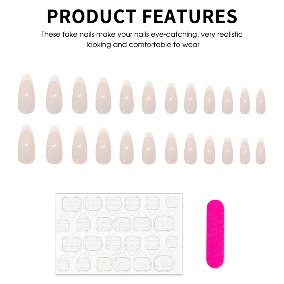 Dachuang Beauty 24Pcs White French Press On Nails Reusable