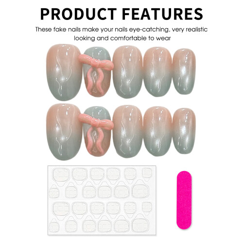 (783) Bowknot False Nails - Natural & Easy Apply Salon Supply 1