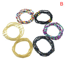 (B) 6Pcs Colorful Elastic Waist Bead Chains Summer Body Chains Belly Beads African Bikini Jewelry Chains for Women Girls