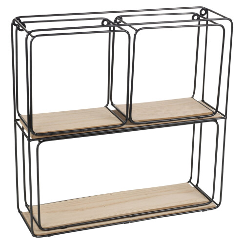 (Black) 4Pcs Metal Wall Shelves Industrial Wire Unit 2