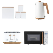 Salter Toronto 1.7L Kettle, 4-Slice Toaster, 20L Microwave & Canister Set White