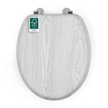 Beldray Grey Toilet Seat Wooden Effect Easy Fit Durable Hinges Easy Clean