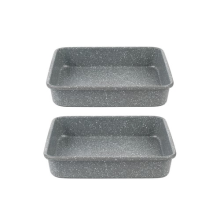 Salter Marblestone Square Cake Tin Set of 2 23cm Non-Stick PFOA-Free Coating