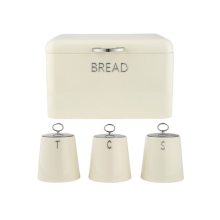 Salter Retro Cream Bread Bin & Canisters – 4Pc Set, Durable Steel, Embossed