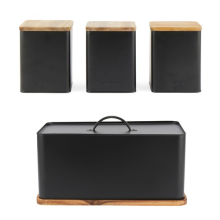 Salter Toronto 4-Piece Countertop Set – Bread Bin & Storage Canisters Black