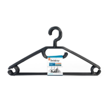 Beldray Pack of 20 Classic Plastic Clothes Hangers with Horizontal Bar, Black